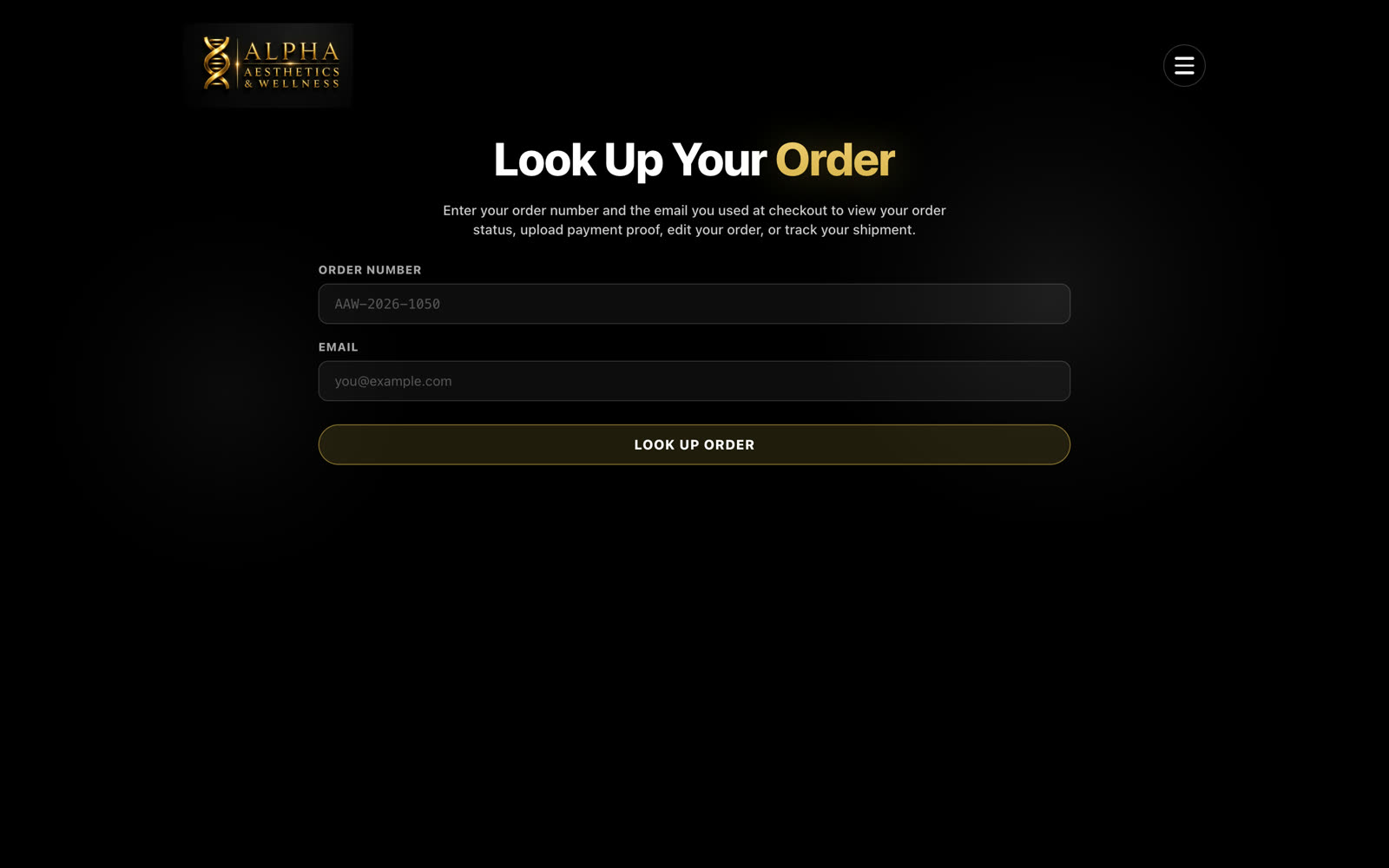 Self-serve order and status lookup by order number and email