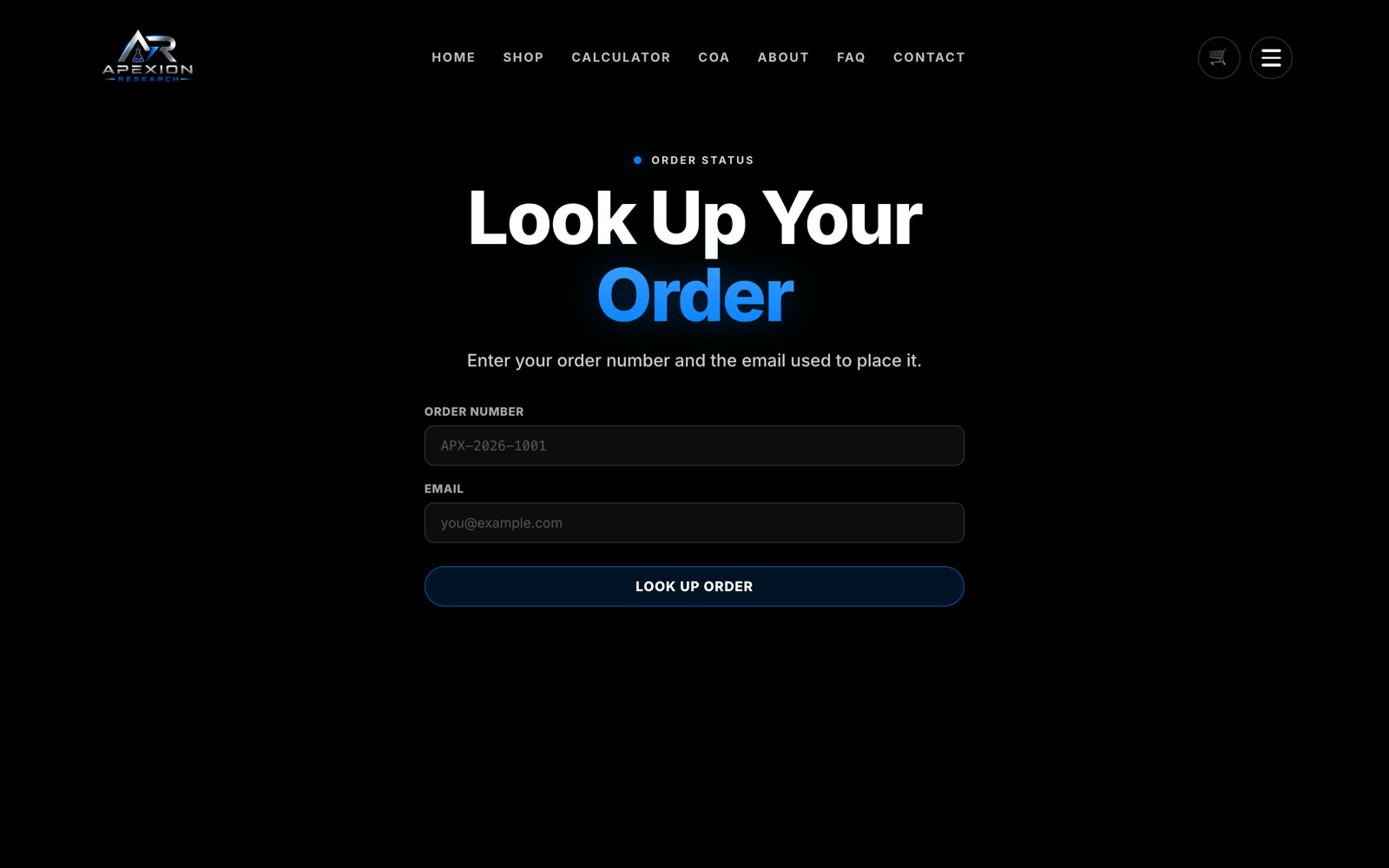 Self-serve order and shipment lookup by order number and email