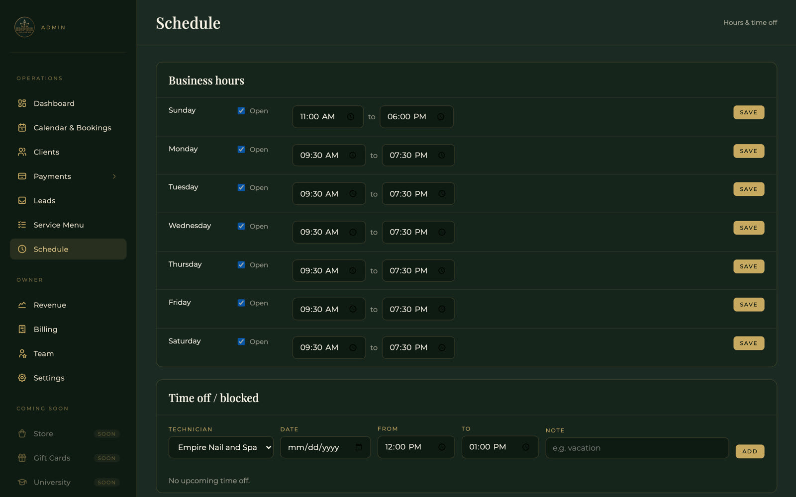 Schedule