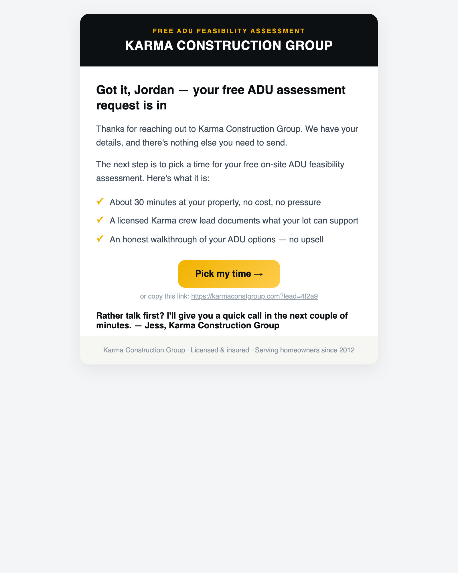 The receipt email, sent the moment a lead qualifies