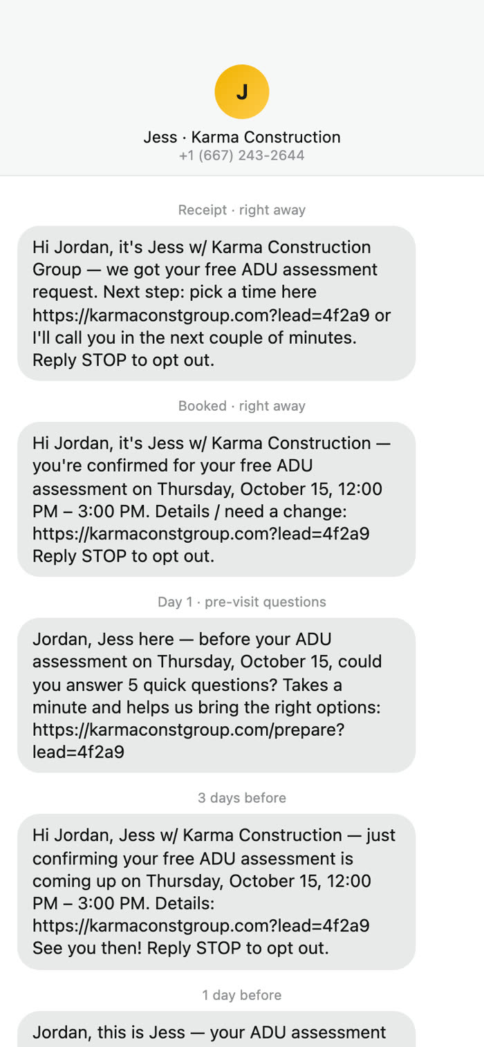The booked lane as a text thread