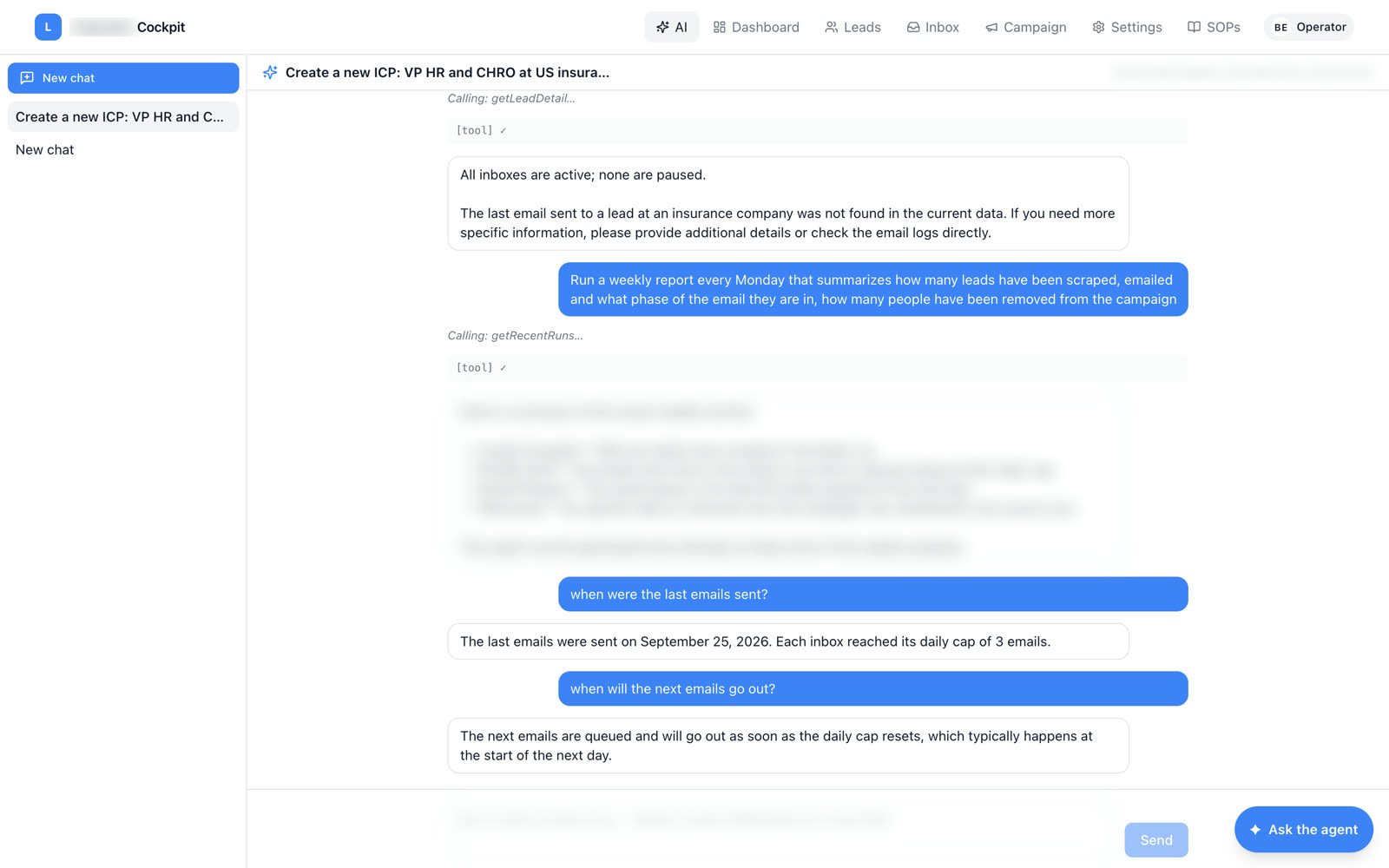 Ask the agent
