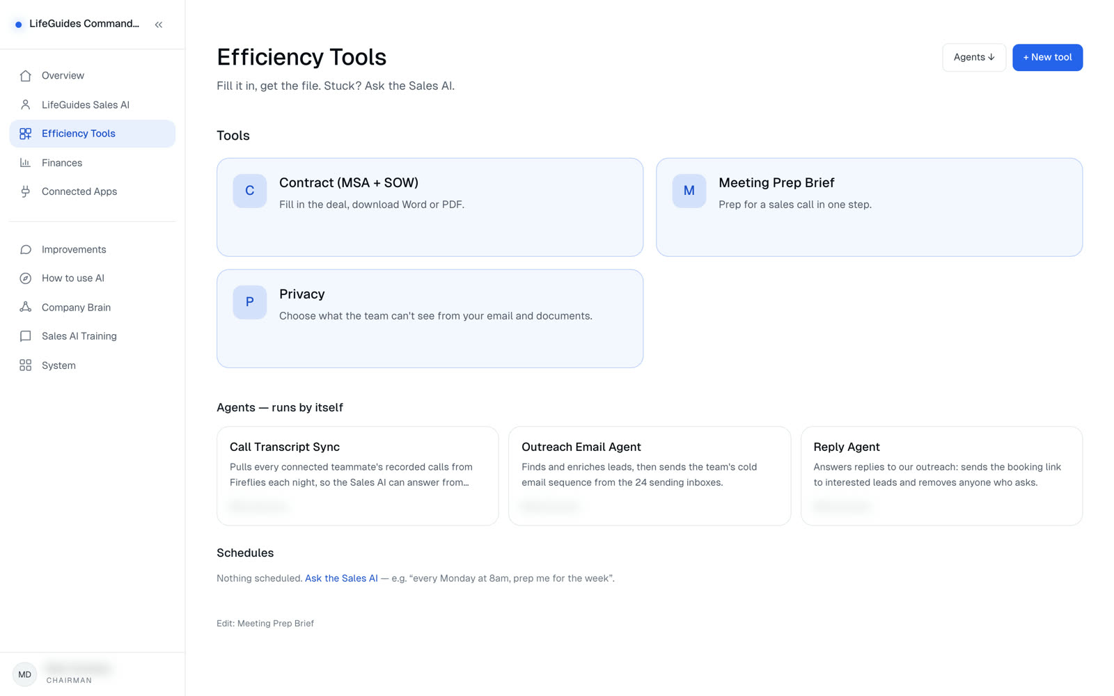 Efficiency tools