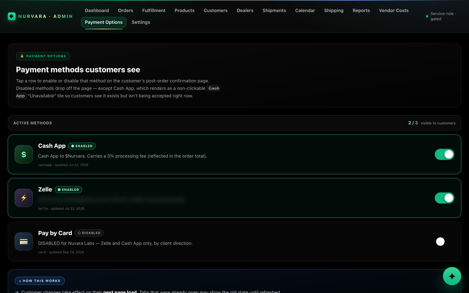 Payment options