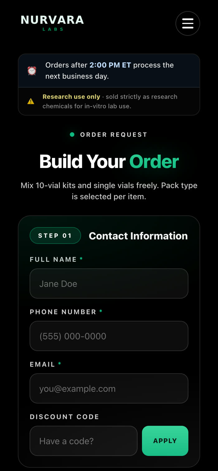 The order request on a phone